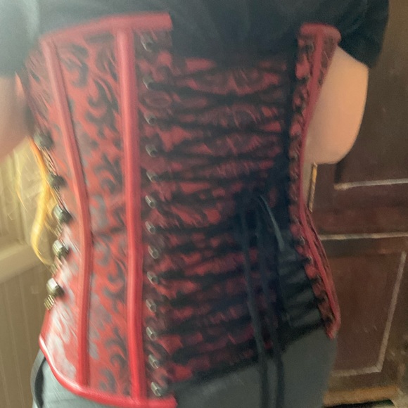 Steampunk Cosplay Lace Up Corset Bustier Top L Chains - Picture 3 of 12